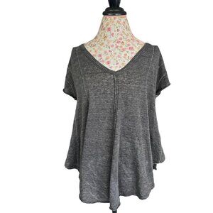 NWT we the free gray oversized semi sheer boho top size XS  BL4